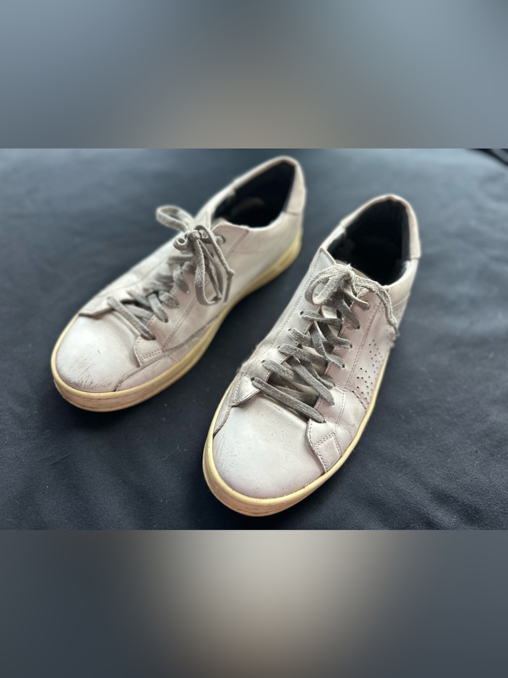P448 John Casual Low-Top womens leather Sneakers in white eu 38 US 8 damages